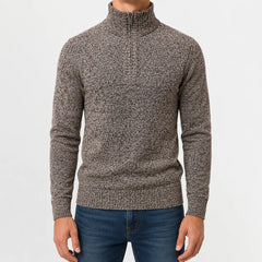 Zip-up trui met mock neck