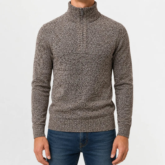 Zip-up trui met mock neck