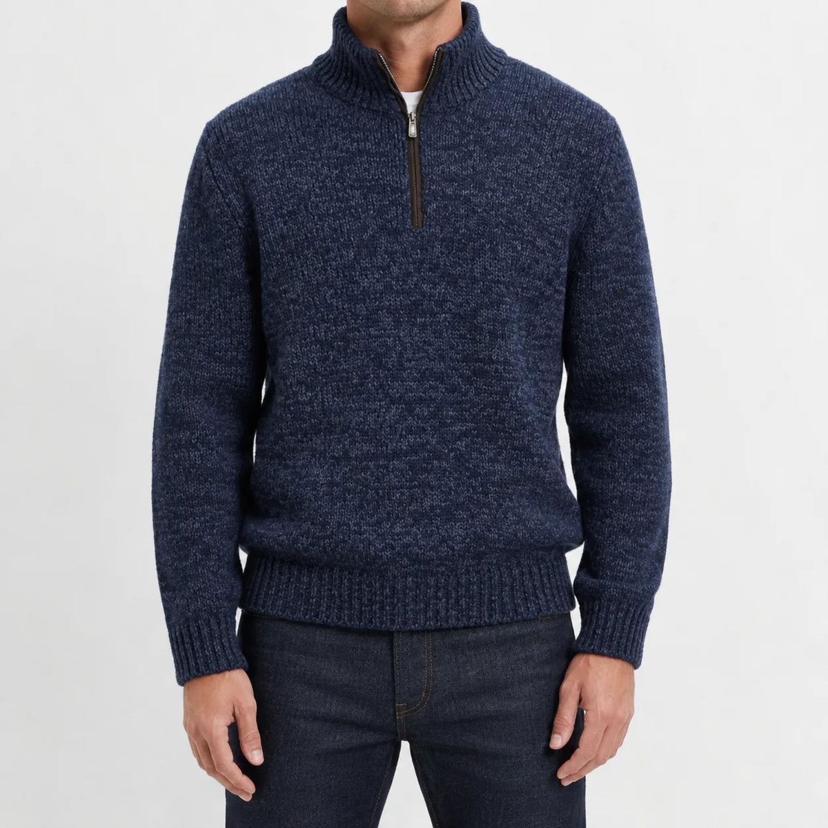 Zip-up trui met mock neckline