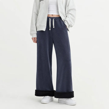 Wijde corduroy broek met trekkoord