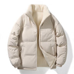 Reversible puffer jacket met sherpa lining