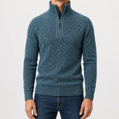 Zip-up trui met mock neck