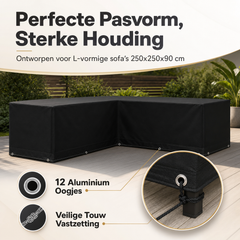 L Vormige Tuinmeubelhoes 250x250x90 cm Waterdicht - Loungeset Hoes