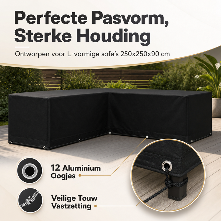 L Vormige Tuinmeubelhoes 250x250x90 cm Waterdicht - Loungeset Hoes