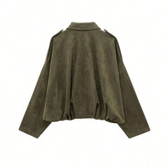 Oversized bomberjack met rits en opstaande kraag