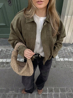 Oversized bomberjack met rits en opstaande kraag