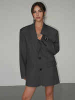 Oversized lange blazer met reverskraag