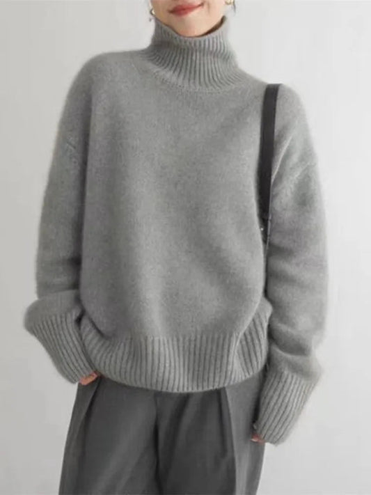 Oversized trui met hoge rolkraag van cashmere