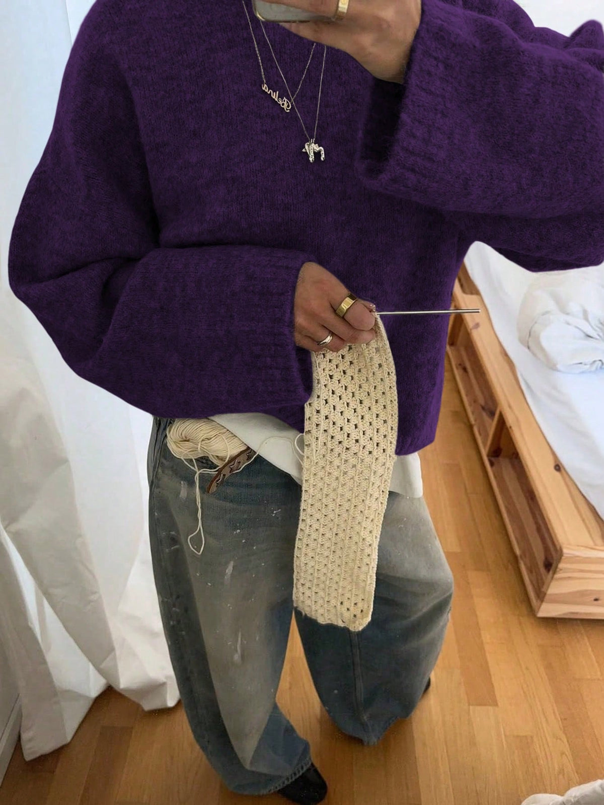 Oversized trui met ronde hals en lange mouwen