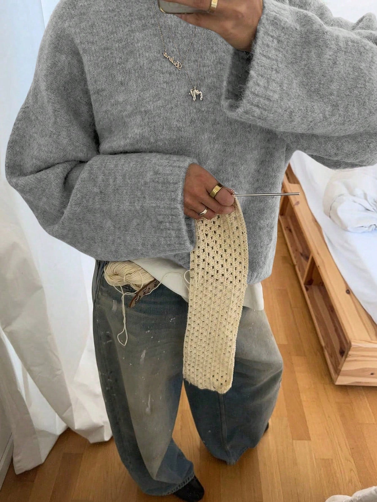 Oversized trui met ronde hals en lange mouwen