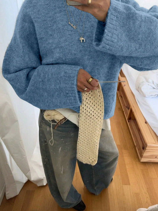 Oversized trui met ronde hals en lange mouwen