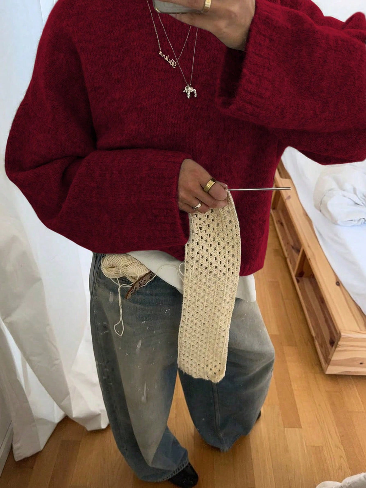 Oversized trui met ronde hals en lange mouwen