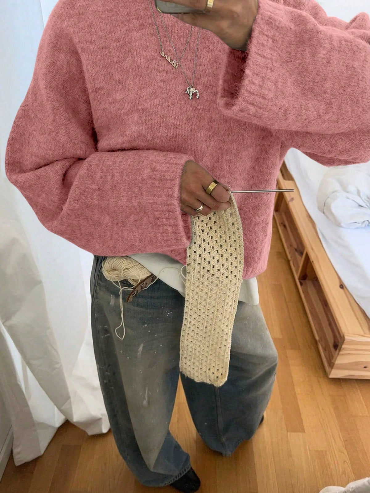 Oversized trui met ronde hals en lange mouwen