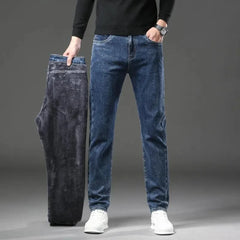 Rechtdoorlopende jeans met fleece voering
