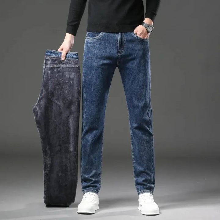 Rechtdoorlopende jeans met fleece voering