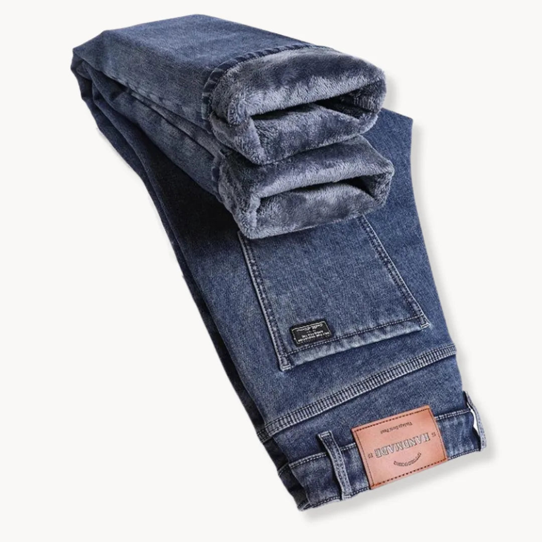 Rechtdoorlopende jeans met fleece voering