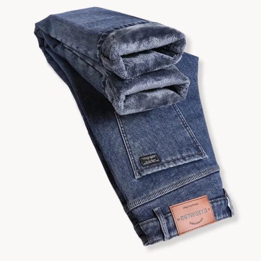 Rechtdoorlopende jeans met fleece voering