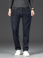 Rechte pijp herenbroek met fleece binnenvoering