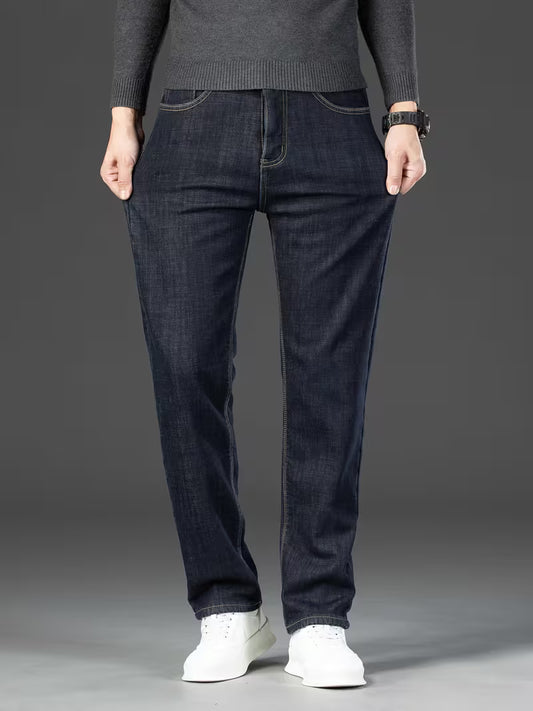Rechte pijp herenbroek met fleece binnenvoering