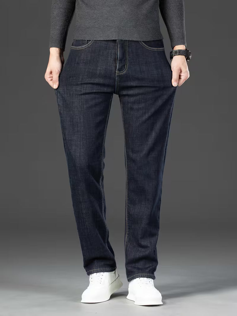 Rechte pijp herenbroek met fleece binnenvoering