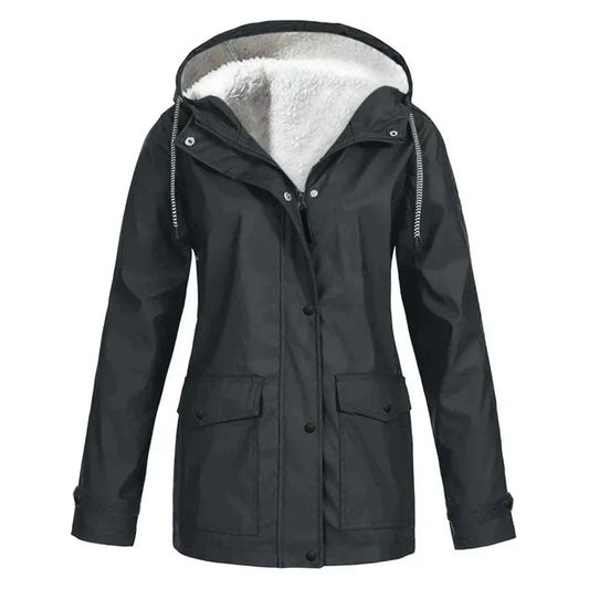 Regenjas met fleece voering en capuchon