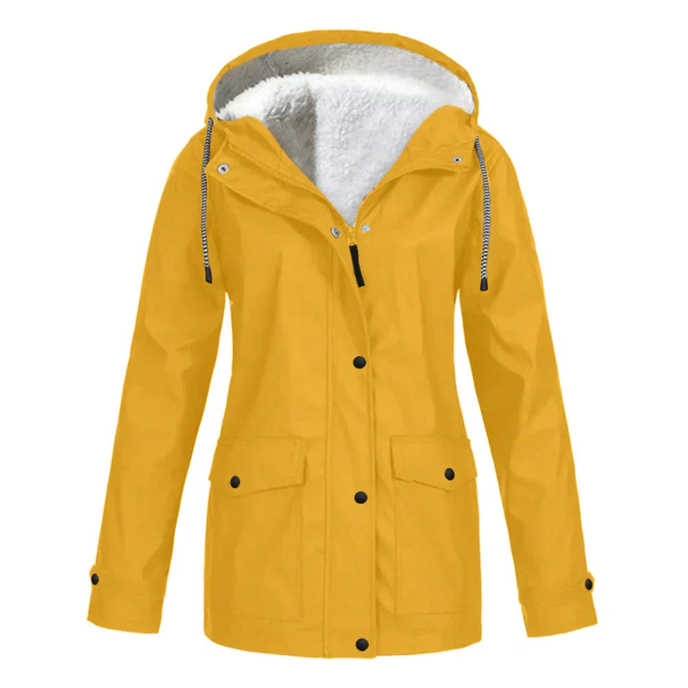 Regenjas met fleece voering en capuchon