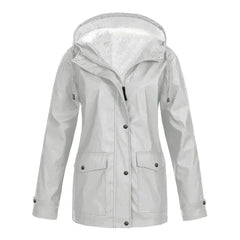 Regenjas met fleece voering en capuchon