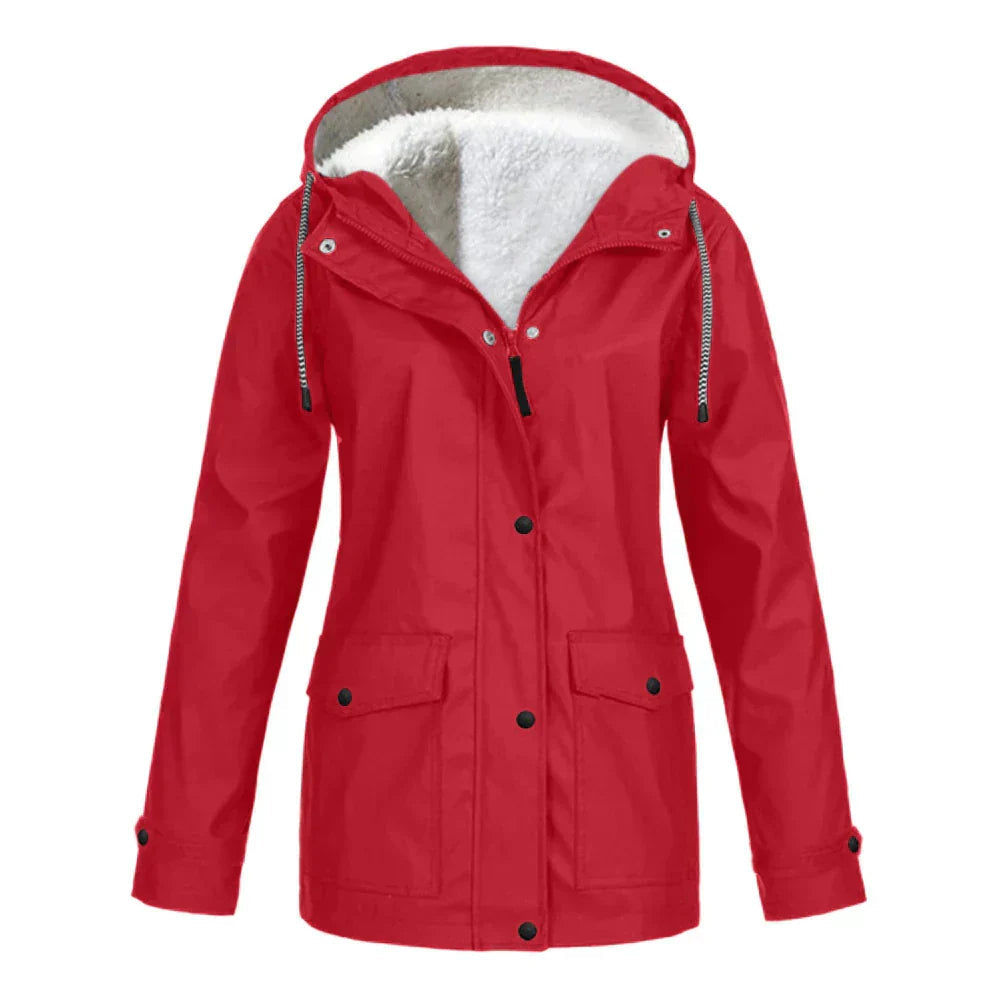 Regenjas met fleece voering en capuchon