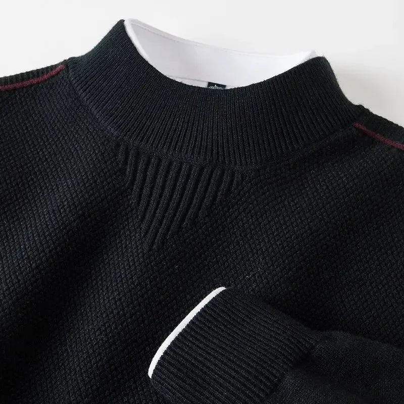Trui met ribbed mock neck