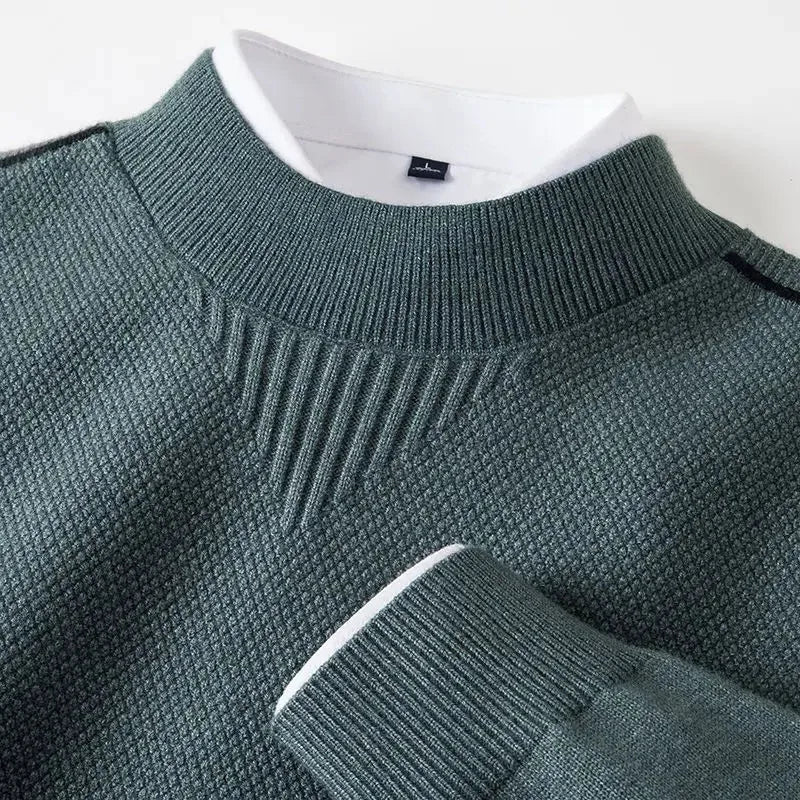 Trui met ribbed mock neck