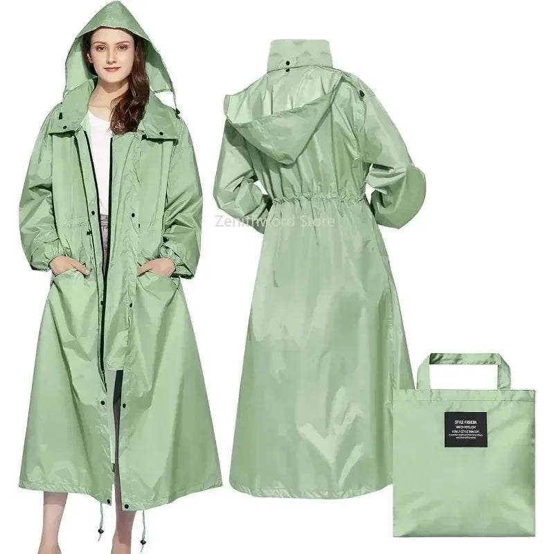 Lange regenjas met capuchon