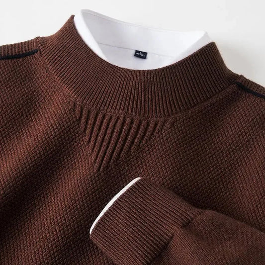 Trui met ribbed mock neck