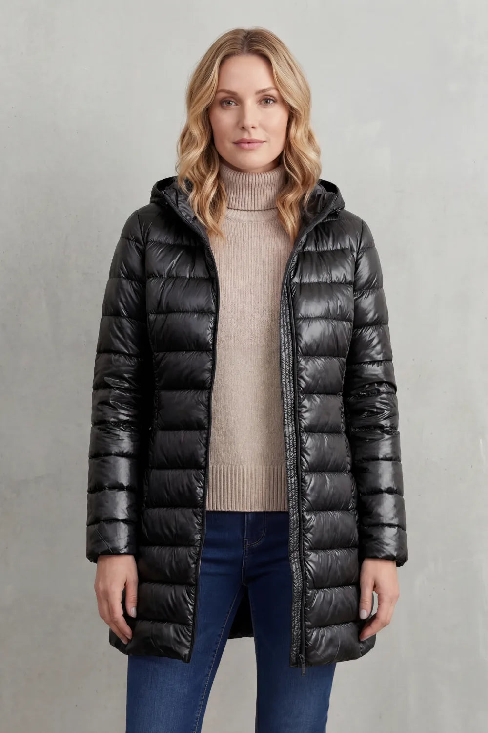 Gewatteerde hooded jas