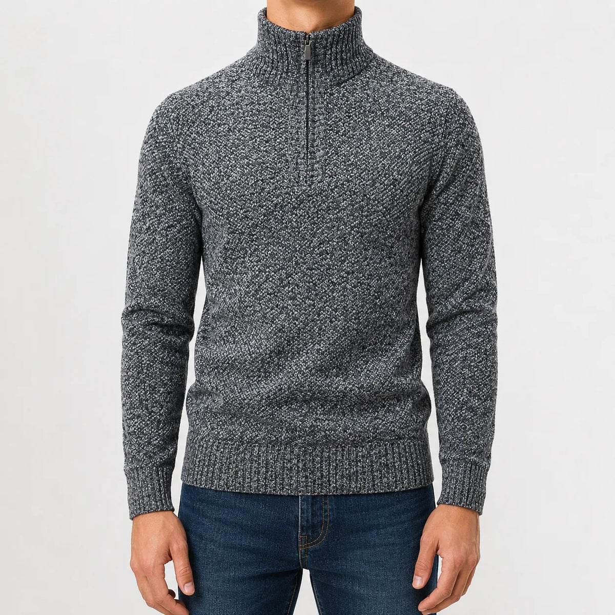 Zip-up trui met mock neck