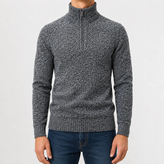 Zip-up trui met mock neck