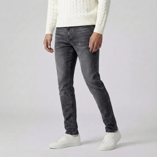 Slim fit jeans met lichte wassing en vijf-pocket stijl