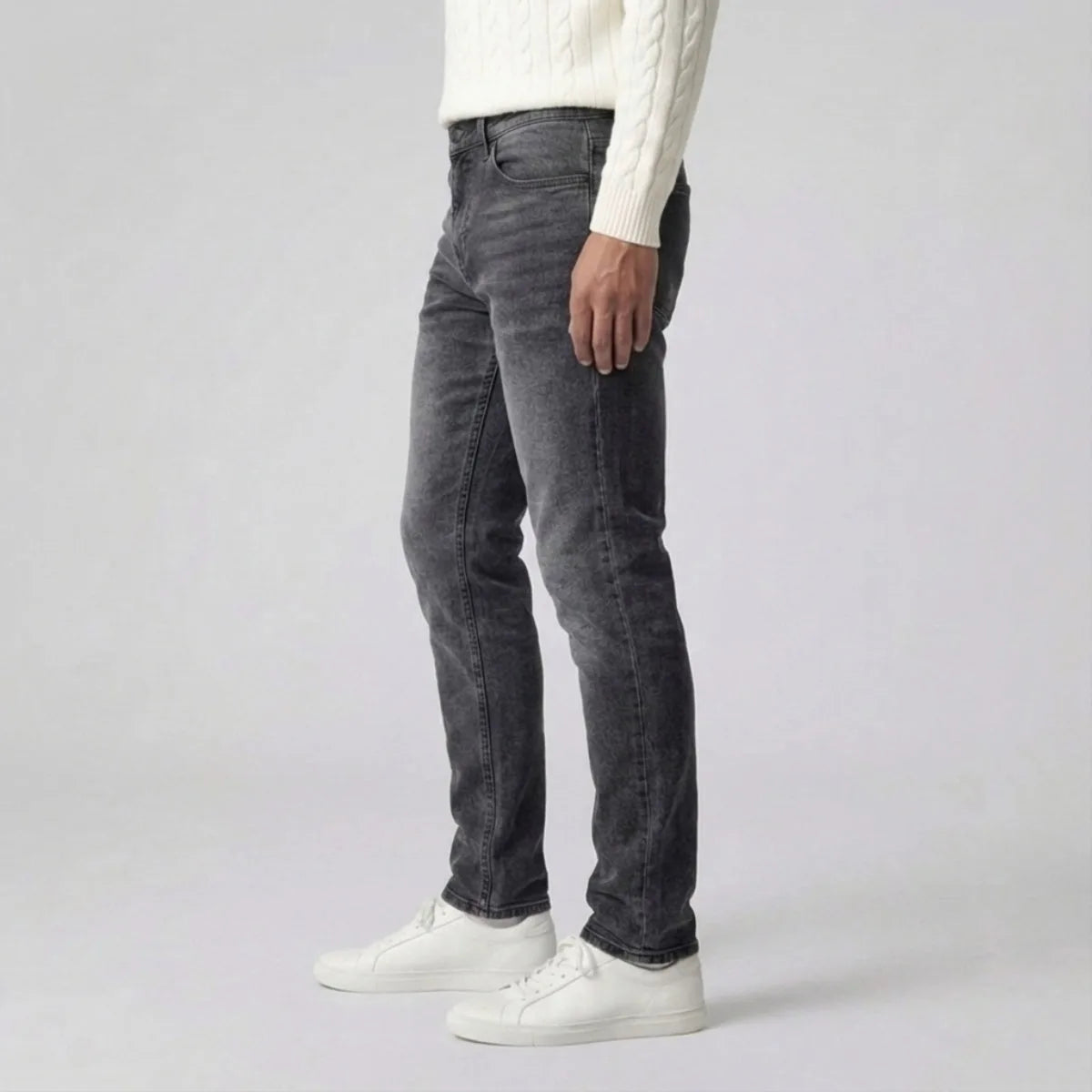 Slim fit jeans met lichte wassing en vijf-pocket stijl