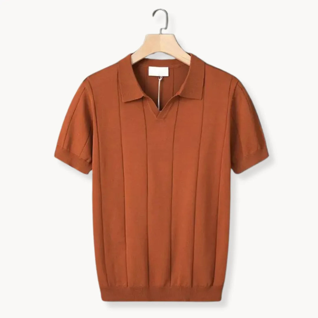 Slim fit polo met korte mouwen en verticale ribbels
