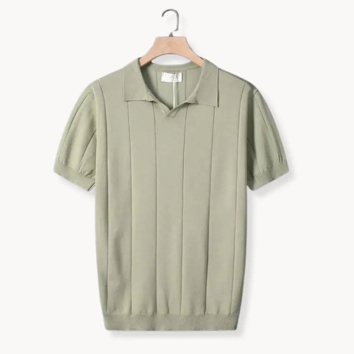 Slim fit polo met korte mouwen en verticale ribbels