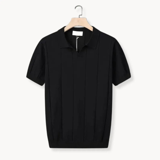 Slim fit polo met korte mouwen en verticale ribbels