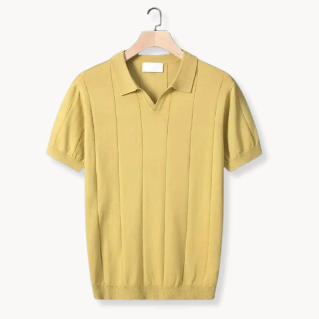 Slim fit polo met korte mouwen en verticale ribbels