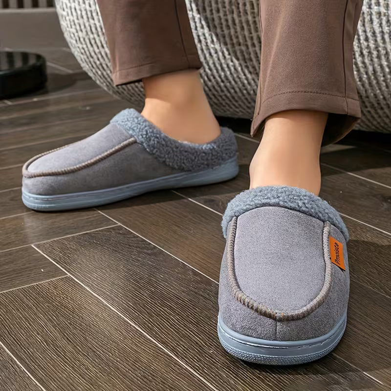 Slip-on pantoffels met pluche rand voor comfort