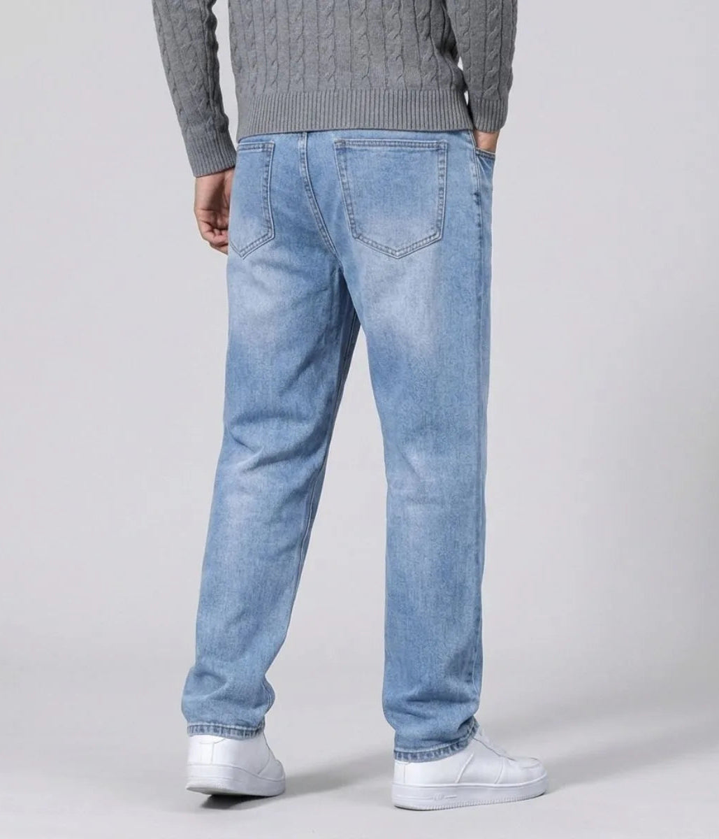 Straight jeans met lichte wassing en regular fit