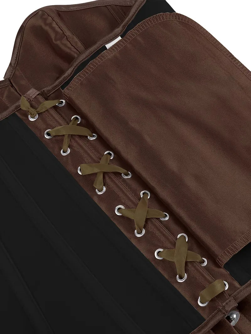 Strapless corset met vetersluiting en knoopsluiting