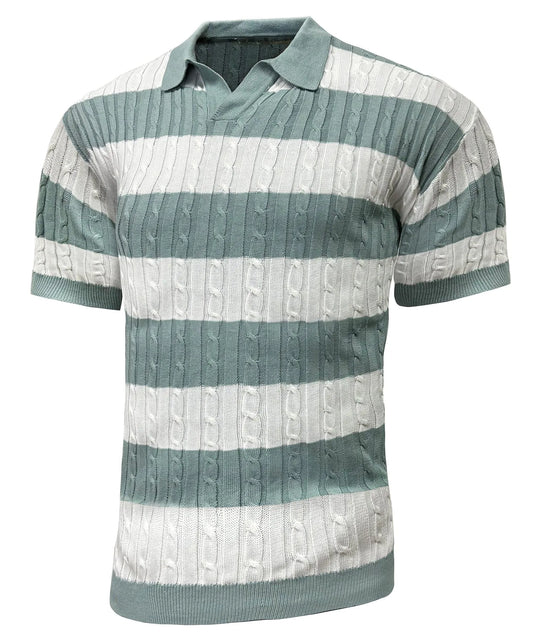 Polo met V-neck en korte mouwen