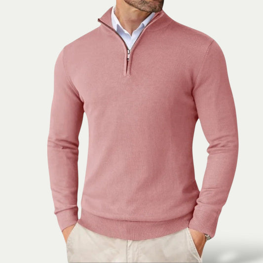 Trui van kasjmier met halve rits en slim fit