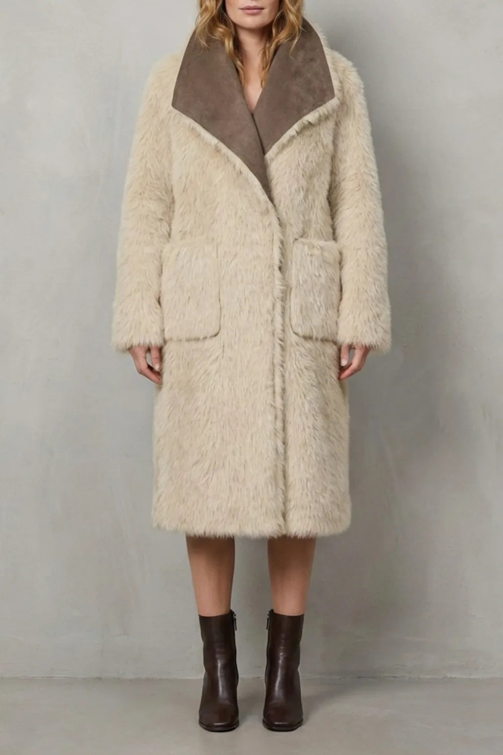 Omkeerbare faux shearling jas