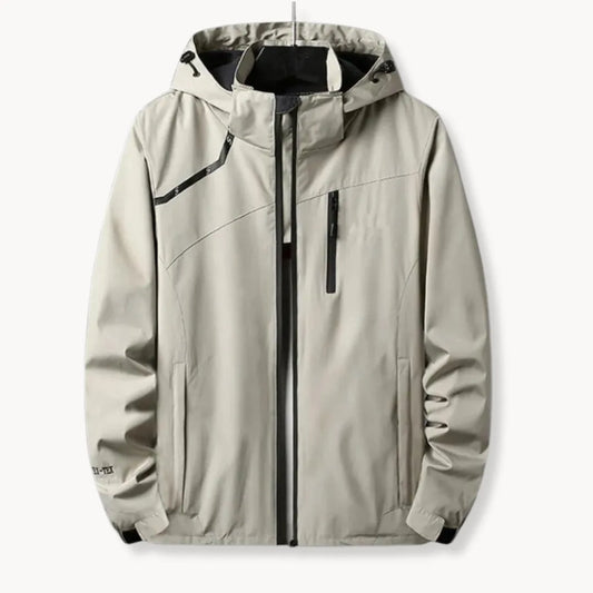 Windbreaker jas met capuchon en borstzak met rits