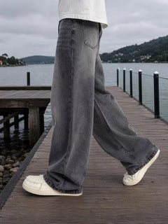 Loose fit jeans met wide-leg design