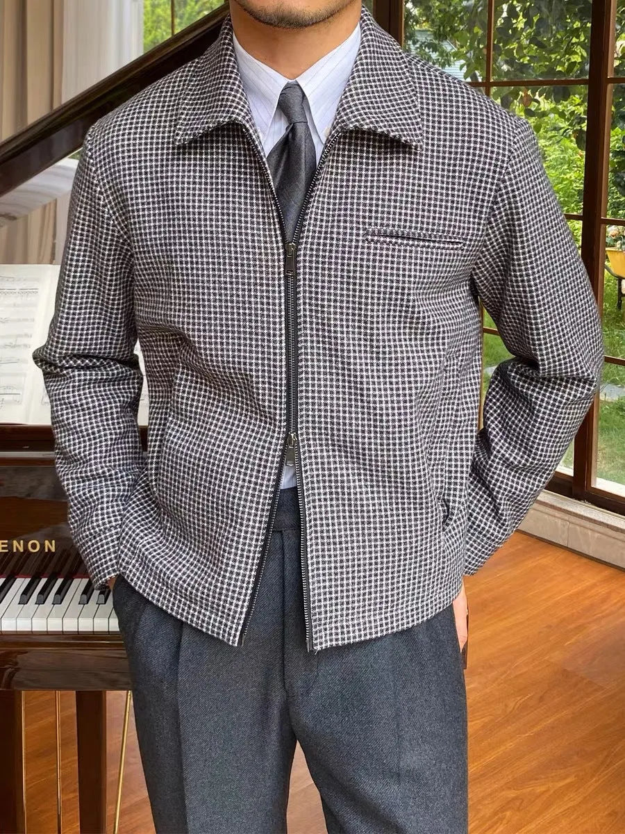 Bomberjack met houndstooth patroon